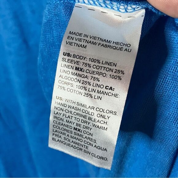 NEW Chico's Linen Puff Balloon Sleeve Blouse Lightweight Bright Blue 4/XXL - Picture 5 of 6